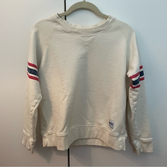 MOTHER Tops - MOTHER Cream Sweatshirt with Arm Stripe
